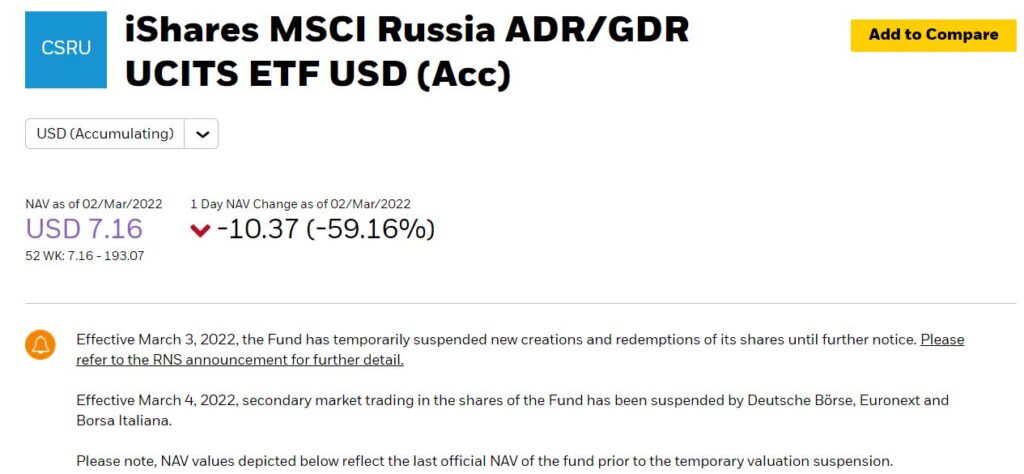 Valoarea unitara a activului net iShares MSCI Russia ADR/GDR